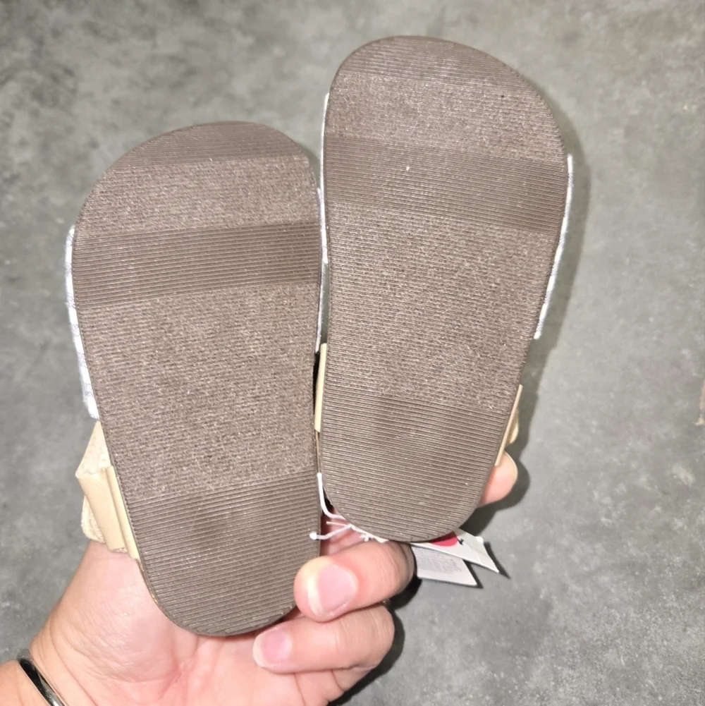 Old Navy Tan and Blue Striped Baby Sandals